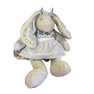 Bunny Plush in Dress and Bow Rabbit by Kuddle Me Toys / Kellytoys 12” Cream/tan
